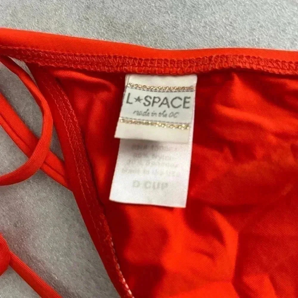 [D cup/ Medium] L*Space Paprika Fringed Halter Top & D Ring Bottom Bikini Set - Picture 7 of 8